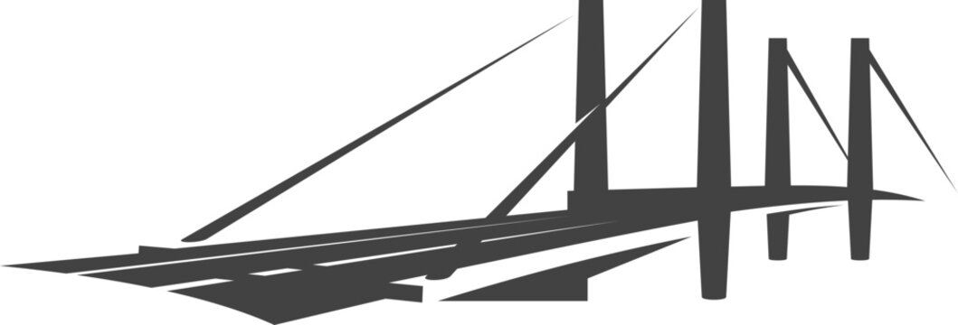 Bridge icon, vector modern emblem or architectural symbol showing connection and infrastructure for branding identity, engineering, transport or urban transportation, communication and architecture