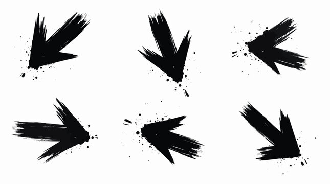 Brush strokes arrows Set of paint brush stroke and abstract grunge banner for graphic decoration. Grunge black paint, ink brush strokes. brush collection, brush stroke arrows for black ink paint