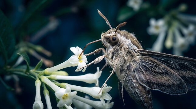 Close up of moth on white flowers, Earth Day
