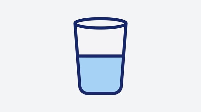 A clear blue glass filled halfway with refreshing water, a symbol of hydration and well-being