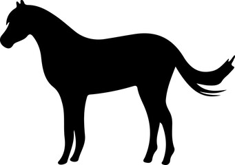 Fototapeta premium Horse silhouettes set, jumping, running and standing horses icons collection.