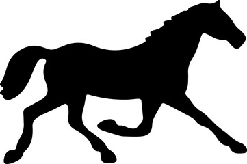 Fototapeta premium Horse silhouettes set, jumping, running and standing horses icons collection.