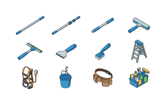 Window cleaning pole, telescopic pole, extension handle, window washer tool, squeegee with handle, scraper blade tool, corner