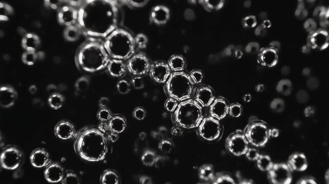 Bubbles rising through clear liquid creating complex organic patterns in this mesmerizing slow motion video clip today