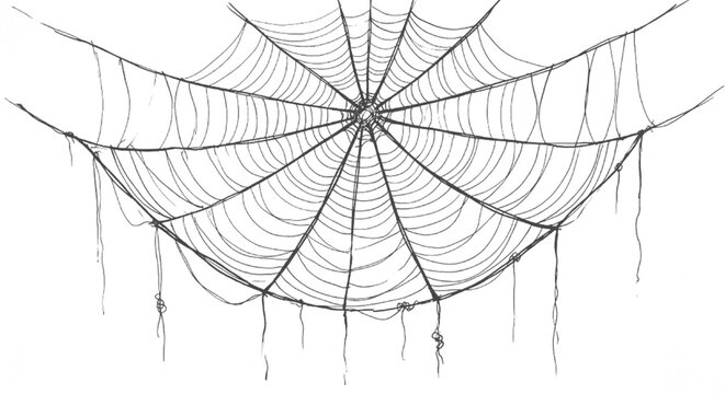 Spider Net Halftone Texture Isolated on Transparent Background