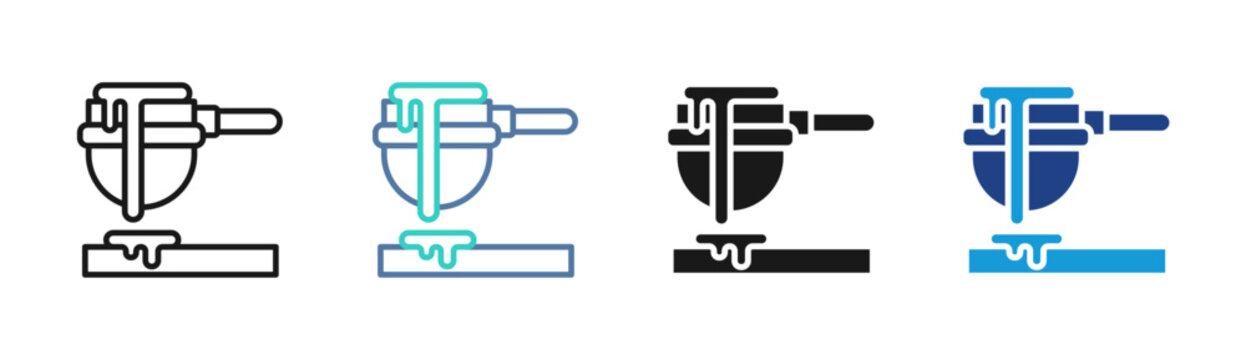 Metal Melting icon set multiple style collection