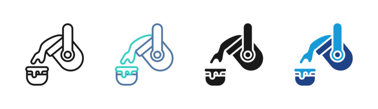 Pouring Metal icon set multiple style collection