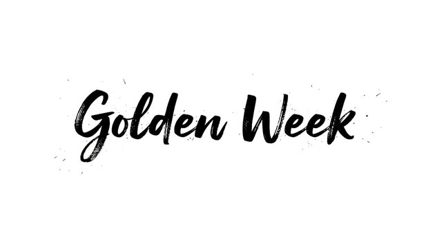 Golden Week Hand-Drawn Text Brush Stroke Effect Celebration Holiday