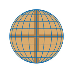 Fototapeta premium Tan Cardboard Box Globe Grid Global Logistics Logo Vector