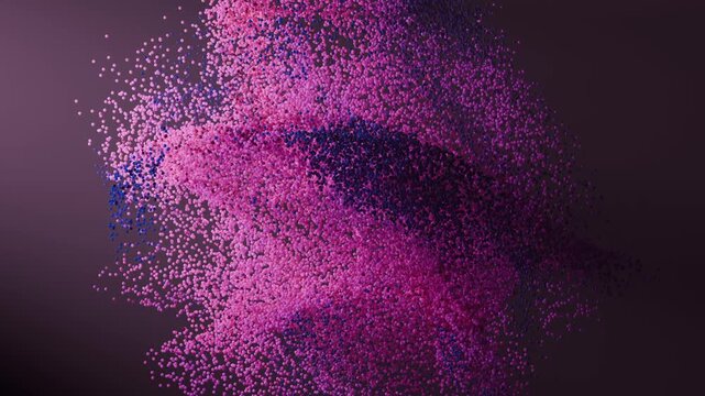 Vibrant Pink and Purple Particle Wave Motion with Seamless Looping Fluid Animation on Dark Background.