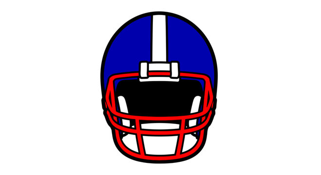 American Football Helmet Vector Illustration, Professional Sports Protective Gear Graphic, Isolated Blue and Red Headgear Design for Athletic Team Branding and Concept Art