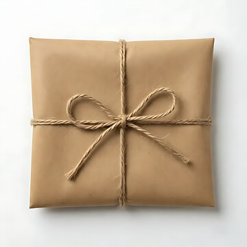 handout package tied with string isolated on white background