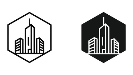 Fototapeta premium Contrast of two city skyline icons in different color schemes