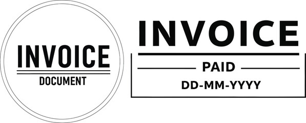 Fototapeta premium Set of two invoice and paid document stamps or badges, with space for date and additional text for financial record keeping