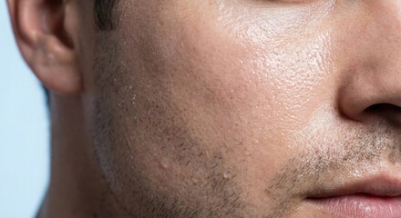 Fototapeta premium Macro view of clean hydrated masculine skin texture