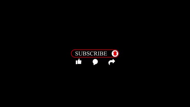 like comment subscribes and share animation. YouTube Subscribe 4K animation, Subscriber button notification animated on black background