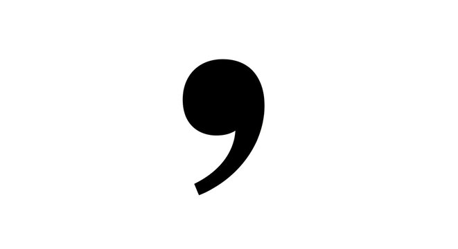 Single black comma symbol on white background punctuation