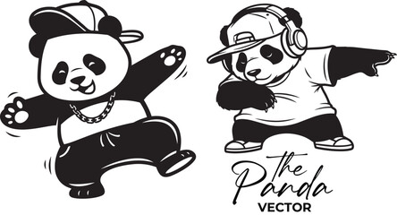 Funny Dancing Panda Cartoon Vector Illustration © Sree Karnno Chandra 