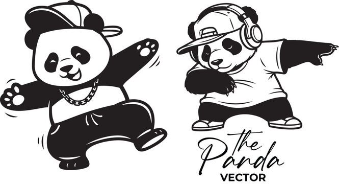 Funny Dancing Panda Cartoon Vector Illustration