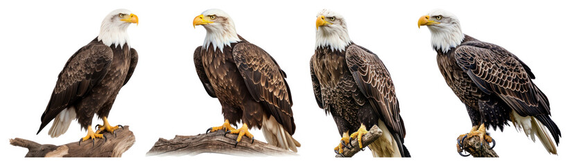 Obraz premium PNG Majestic eagles perched gracefully on transparent background
