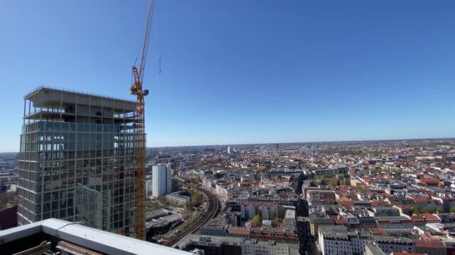 Cityscape Aerial View of Berlin-Mitte, Tiergarten, and Building Works