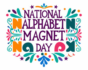 Fototapeta premium National Alphabet Magnet Day Vector Illustration, Fun Learning and Education Design