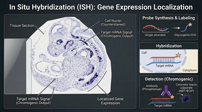 A scientific illustration of In Situ Hybridization ISH Gene Expression Localization