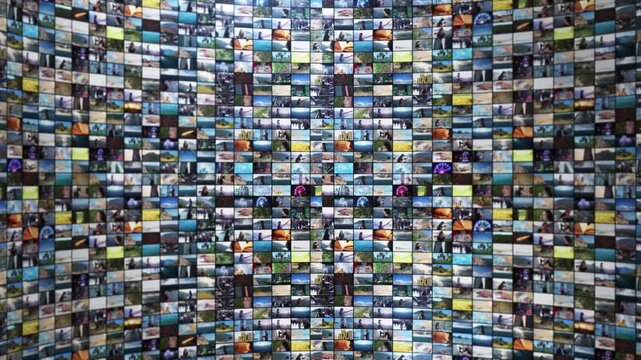 Multimedia video wall displaying multiple digital screens
