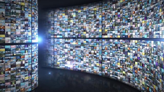 Digital media wall displaying a video content streaming