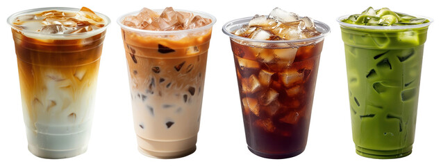 Naklejka na ściany i meble PNG Refreshing iced coffee and tea on transparent background