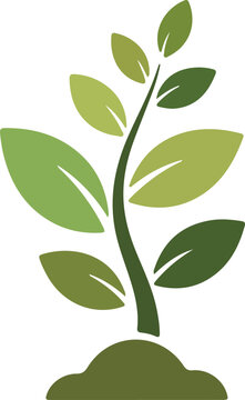 Minimalist green sprout icon growing from soil isolated on white background