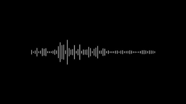 White audio waveform spectrum animation,  audio visualizer on black background.audio wave Music equalizer frequency .Abstract wave motion equalizer,4K stock video.