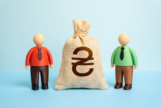 Two businessmen negotiate over an ukrainian hryvnia before signing a deal. Currency exchange and contract discussions shape cooperation. Financial agreement reflects international trade dynamics.