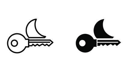 A black and white image of two keys with a crescent moon on them © MSTSALMA