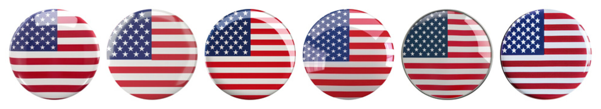 PNG American flag buttons collection on transparent background