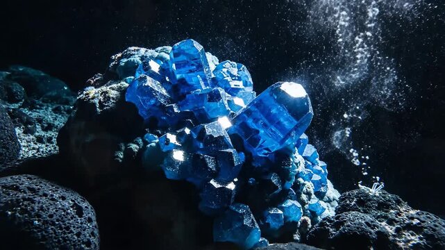 Close-up of Blue Crystal Mineral Formation