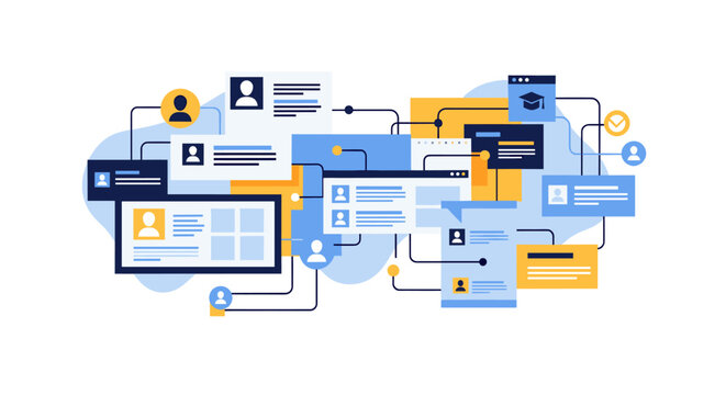 Modern and clean abstract graphic design with blue and navy shapes. Ideal for website backgrounds, social media marketing, or adding a touch of profes