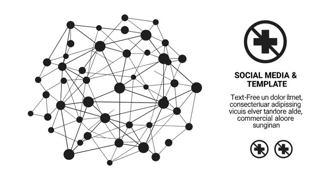 A minimalist network diagram evokes connection, data flow, and complexity, suitable for technology, business, or communication-related marketing mater