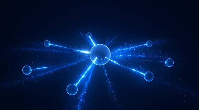 Abstract representation of interconnected blue nodes and energy pathways on dark background
