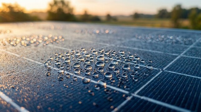 Solar panel surface close-up with photovoltaic cells realistic macro photo
