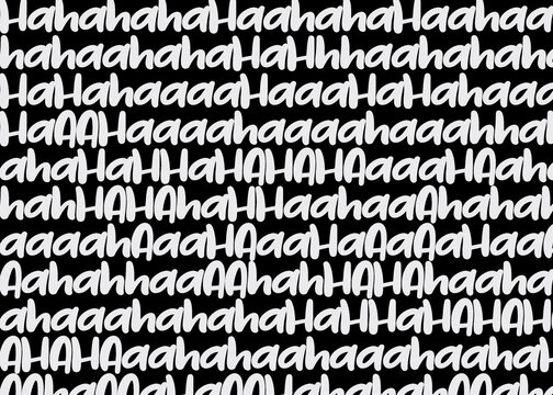 Bold Modern Typography Wall Art Print, Hand-Drawn Laughter Text Pattern on Black Background, Minimalist "Haha" Decor for Contemporary Home Office, Living Room, or Gallery Wall