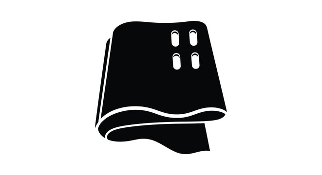 A stark black silhouette of a folded towel with button details showcasing minimalist design silhouette high quality professional