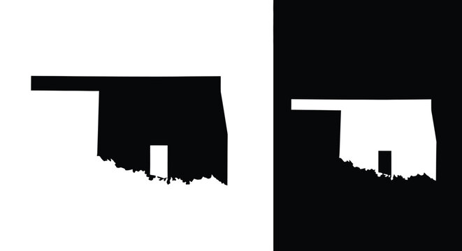 A stark visual representation of oklahoma s state outline in contrasting black and white
