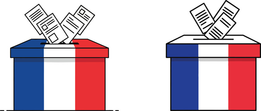 French election ballot boxes with french flag colors political party civic duty voting box vote count political campaign voting day political freedom voting booth vote