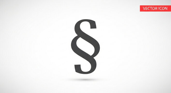 Large black paragraph symbol icon on white background with subtle shadow and red vector icon label