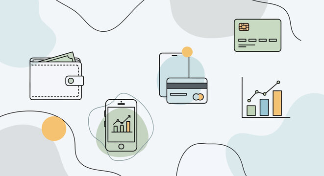 Mobile payment and finance technology icons