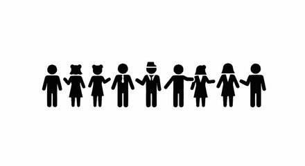 Fototapeta premium Diverse Group of People Silhouettes Standing Together.