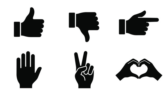 Black hand gesture icons on white.