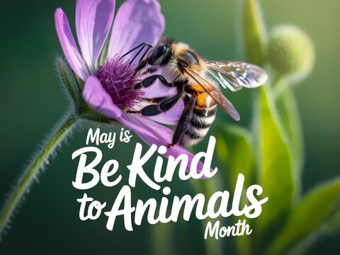 A honey bee pollinating a vibrant purple flower in a natural garden setting during spring