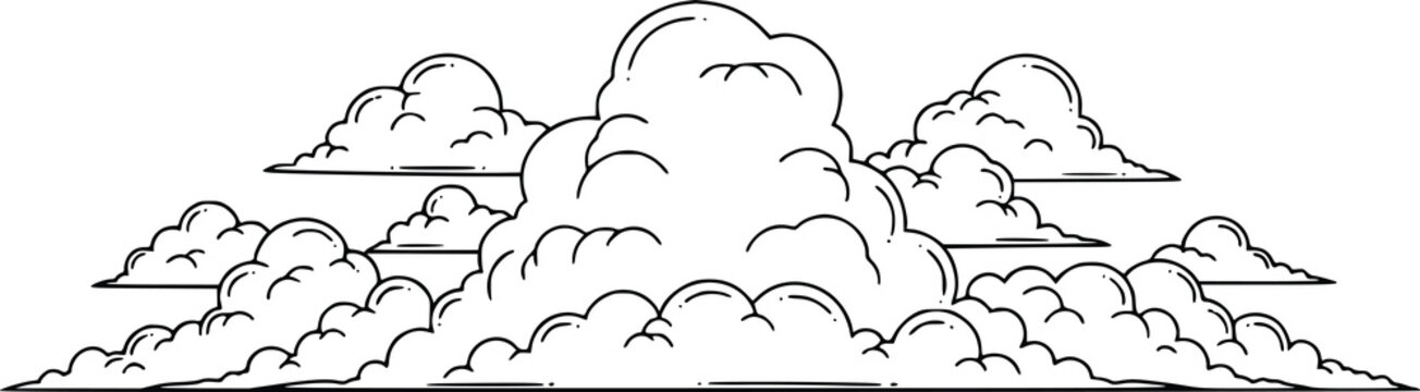 Black and White Cloud Vector Illustration